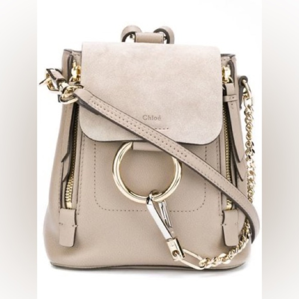 Chloé Grey Leather & Suede Mini Faye Backpack - Picture 14 of 16